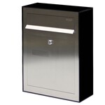 Briefkasten Edelstahl, mit schwarz lackiertem Sicherheitsglas