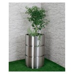 Runder Pflanzkübel aus satiniertem Edelstahl 